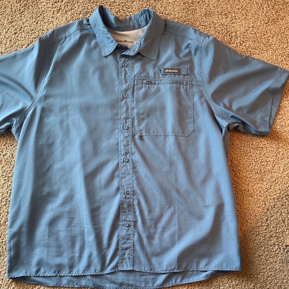 Eddie Bauer Men's Casual Blue Button Down Shirt